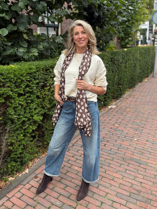 Musy Muse trui borduur ankertjes creme/goud