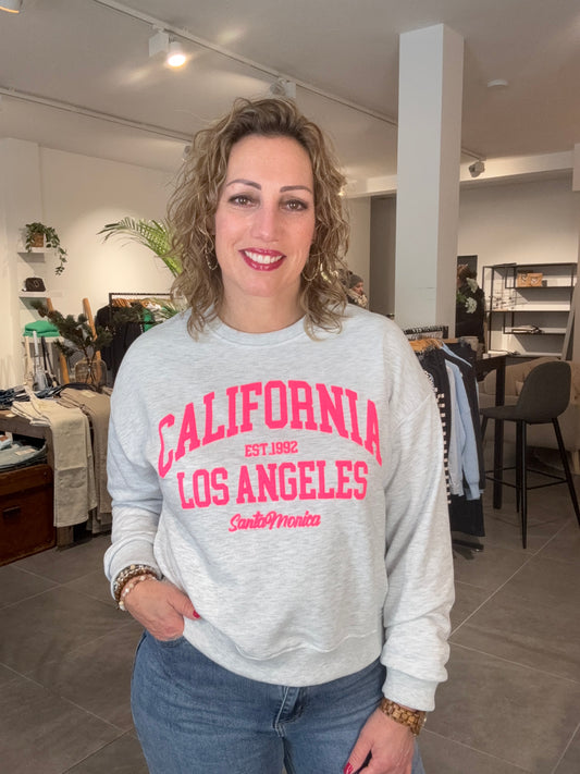 Biba sweater California lichtgrijs/roze