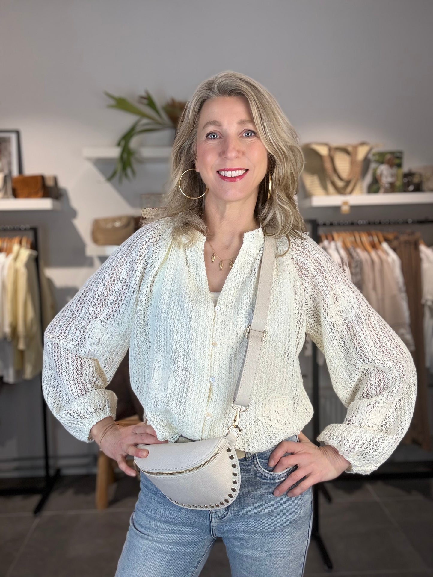 MC Loren gehaakte blouse creme