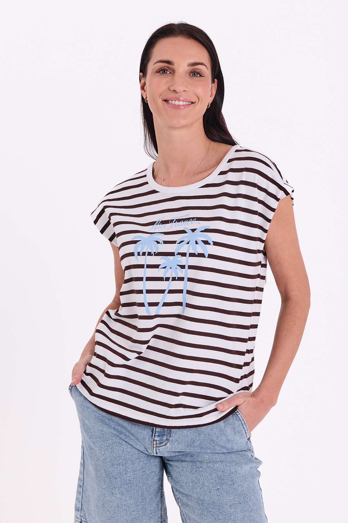 Freequent T-shirt Fenjal brilliant white/coffee bean