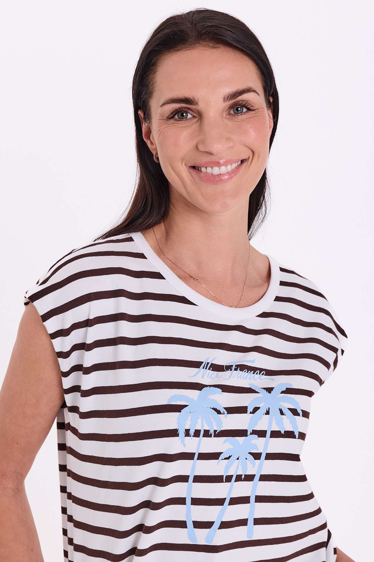 Freequent T-shirt Fenjal brilliant white/coffee bean