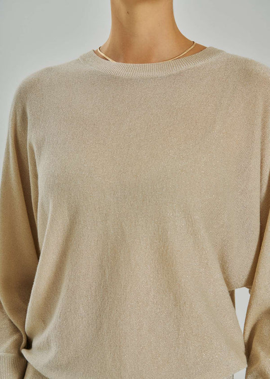 Beige Freequent-trui met ronde hals en zachte, fijngebreide stof