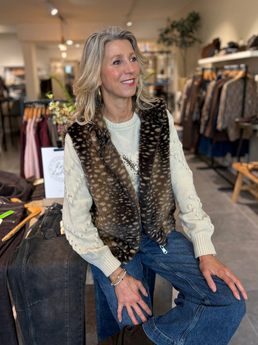 Mar & Co gilet imitatiebont bambi bruin/zand