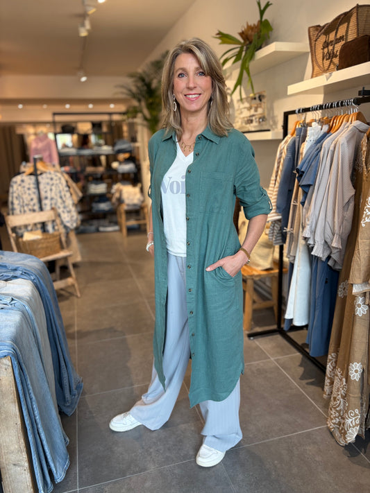 Freequent jurk Lava linnen dark forest