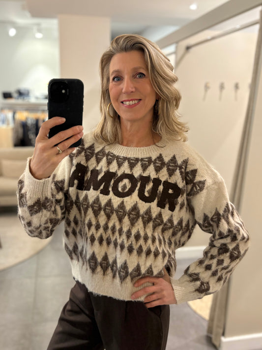 Jubylee Noorse trui Amour bruin/beige