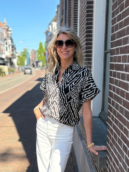 Ivy Beau blouse Cherise black/white
