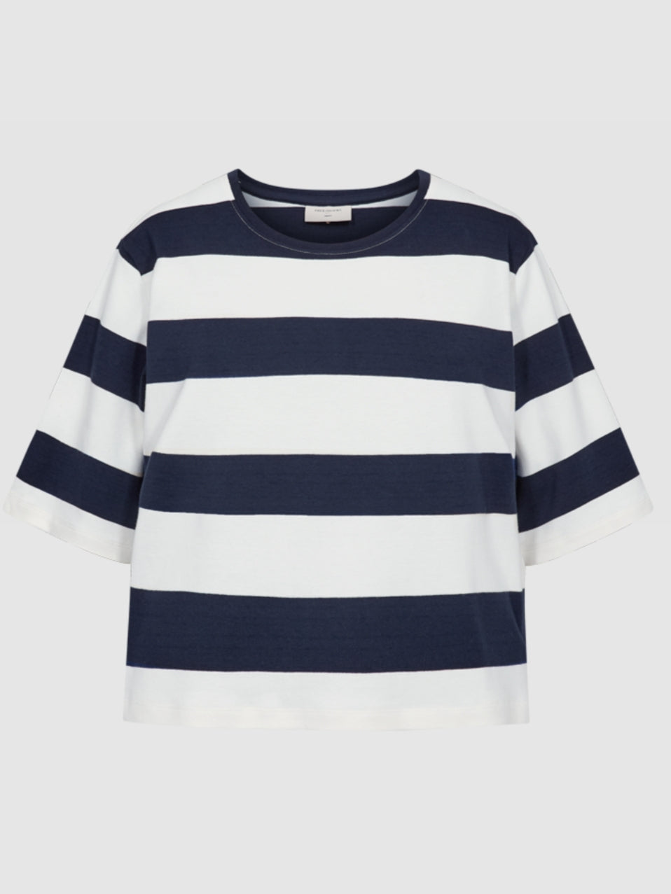 T-shirt met brede streep in offwhite met donkerblauw van Freequent