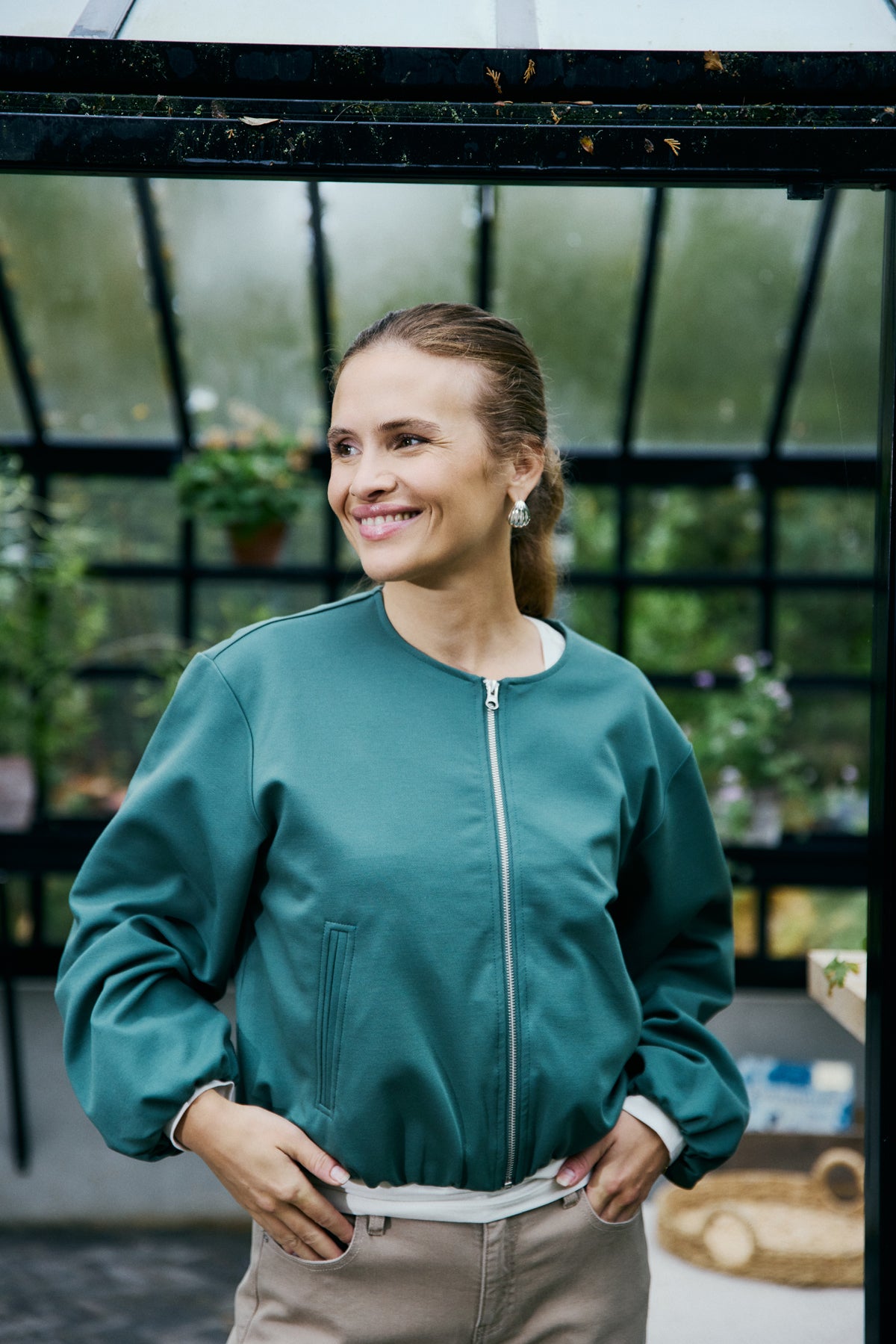 Gevoerd bomberjack in groen van Freequent