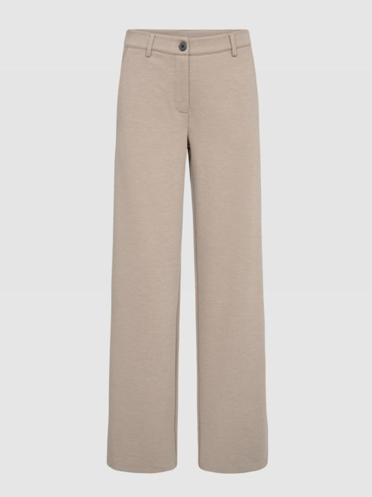 Broek met wijde rechte pijp in beige melange van freequent