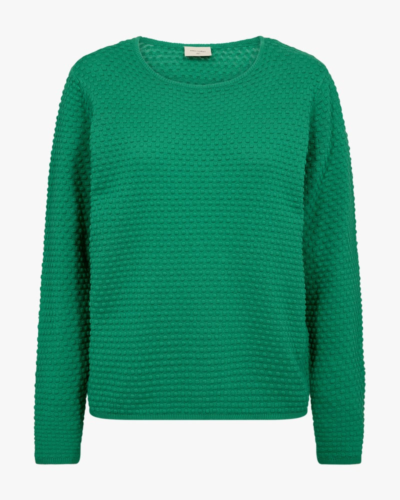Groene katoenen trui met nopjes structuur van Freequent