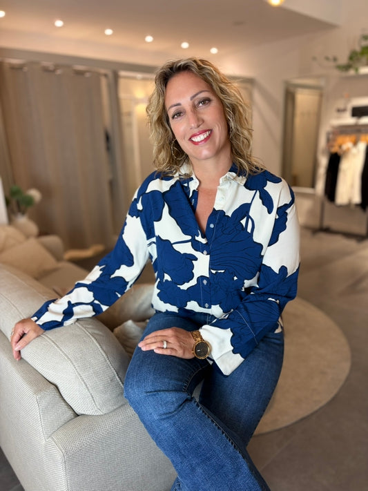 Soyaconcept blouse Vigdis 2 korenblauw/ecru