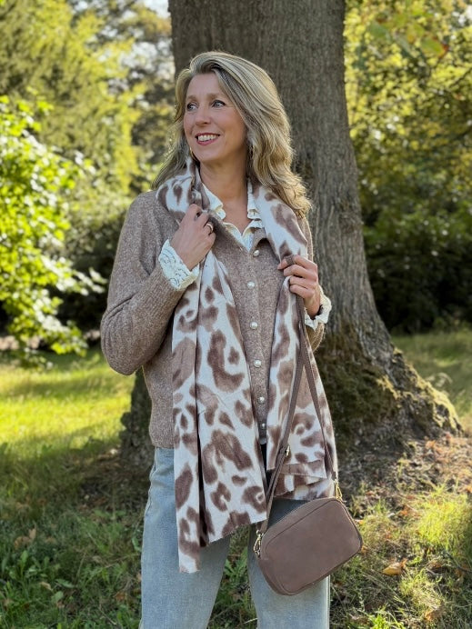 Moocci vest parelknoop bruin/beige melange
