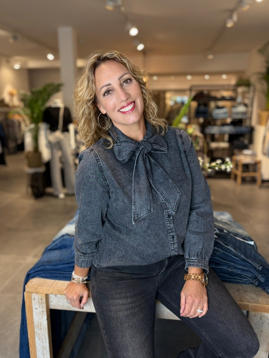 Freequent blouse Lisea vintage grey denim