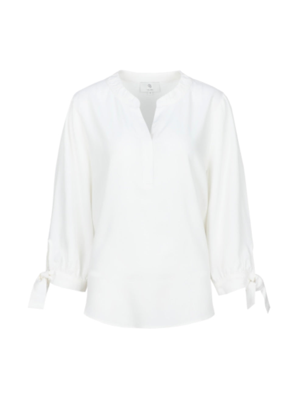 CS The Label blouse Lynn offwhite, V-hals met knopen en strikbanden aan de mouwen
