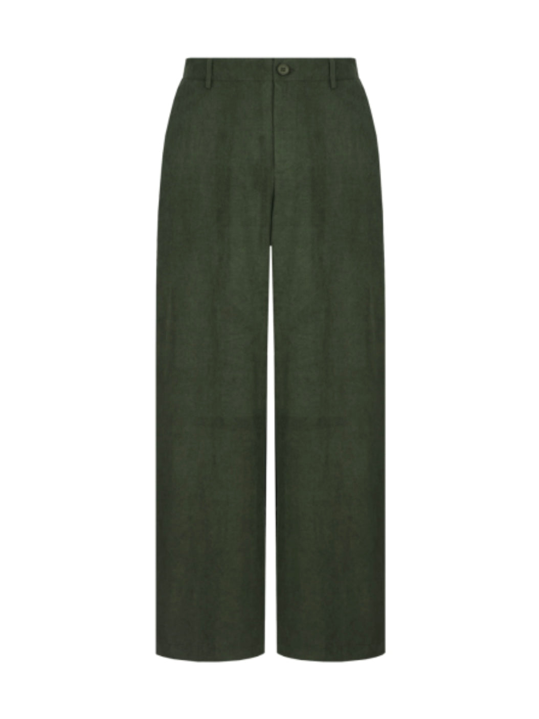 CS The Label Pernilla broek donkergroen wide-leg met knoopsluiting en steekzakken