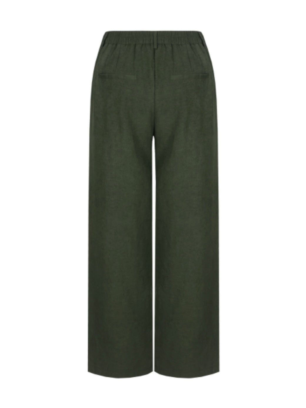 CS The Label Pernilla broek donkergroen wide-leg met elastische taille en plooien