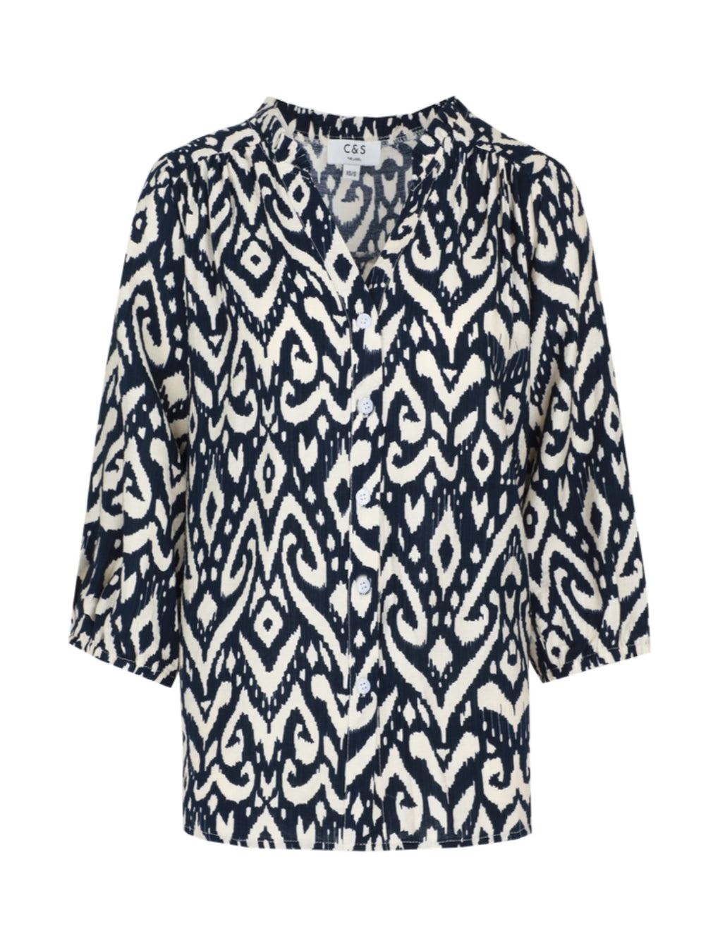 C&S blouse Emelia sand/navy blue