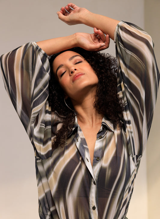 Ivy Beau blouse Sirien groen zand offwhite