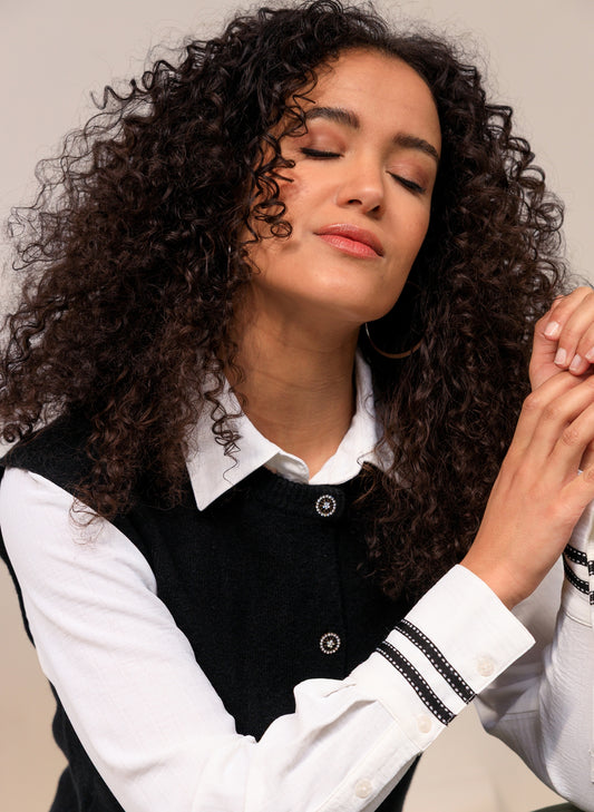 Ivy Beau blouse Sissi zwart wit black white
