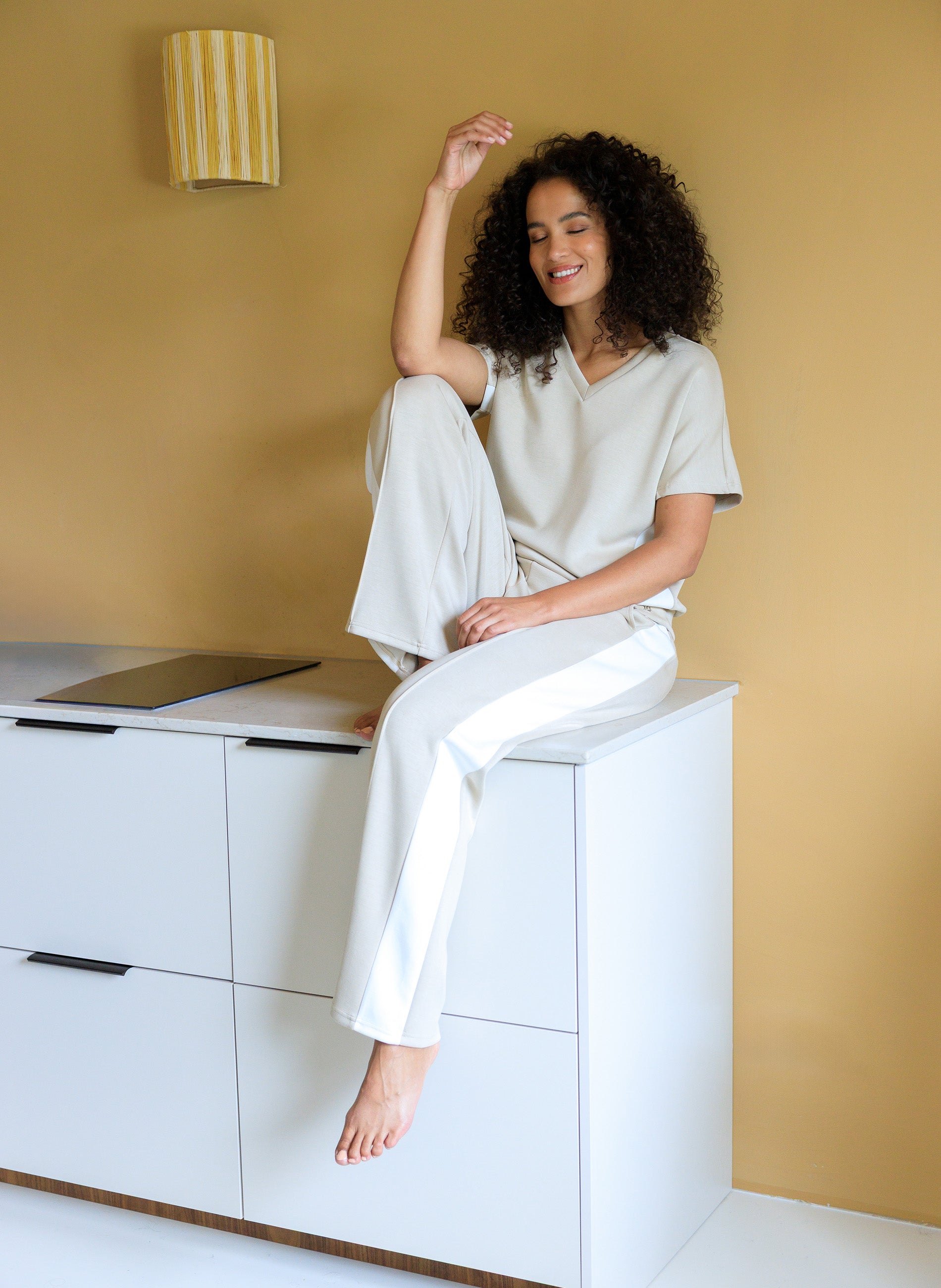 Ivy Beau comfort dames broek zand