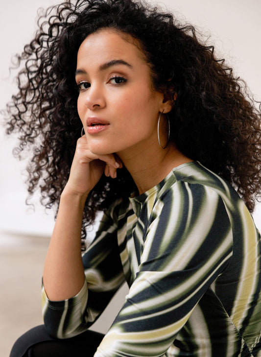 Ivy Beau mesh top Savana groen tinten