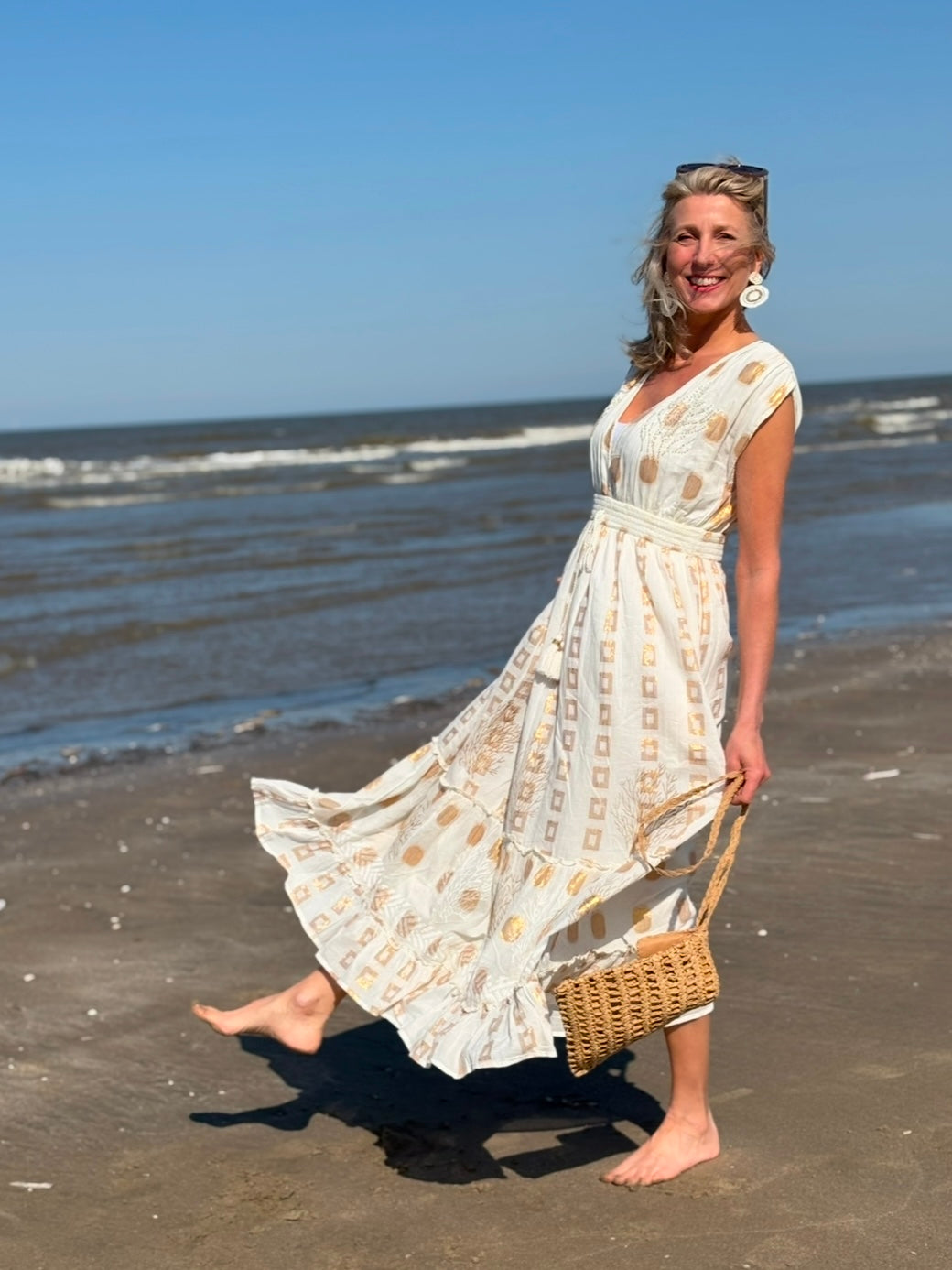 Jurk Lombok ecru met goud