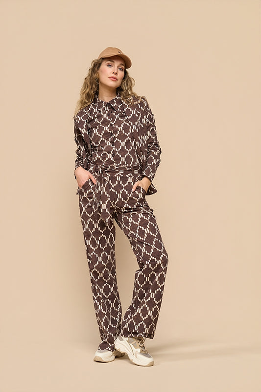 Mi Piace traveljumpsuit 202154 espresso ikat print