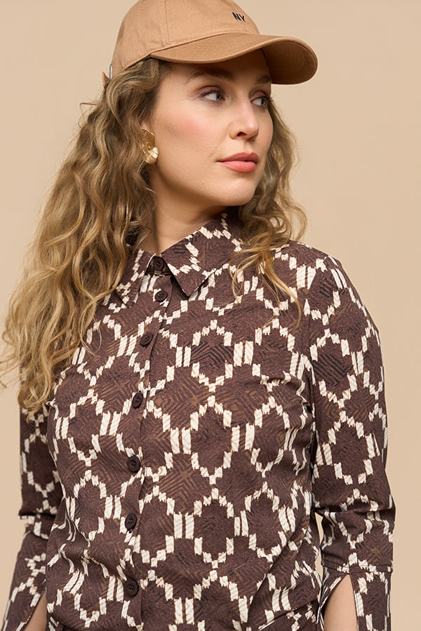 Mi Piace traveljumpsuit 202154 espresso ikat print