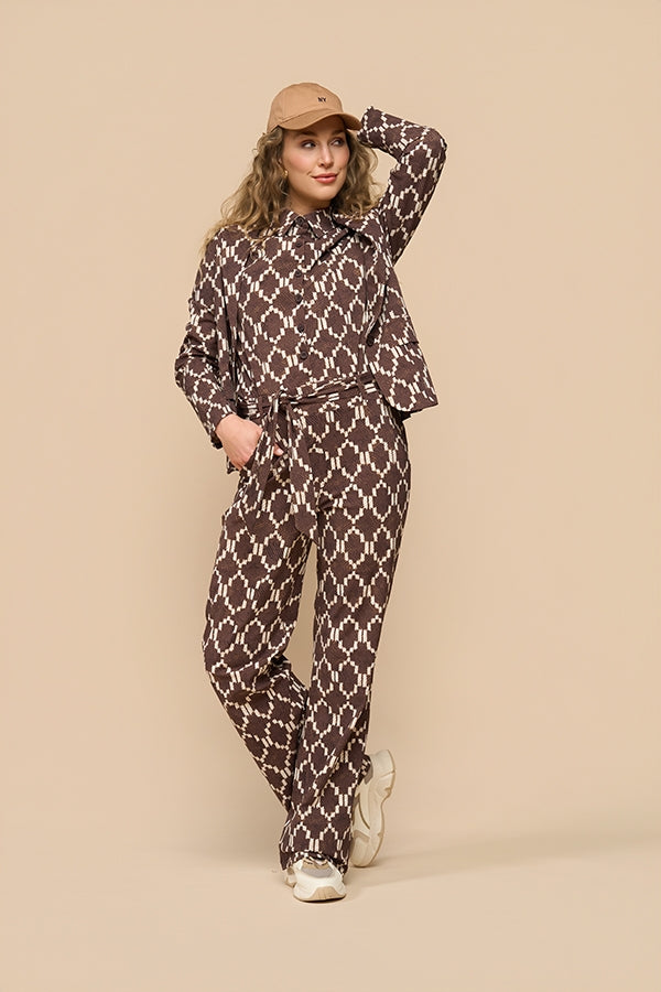 Mi Piace traveljumpsuit 202154 espresso ikat print