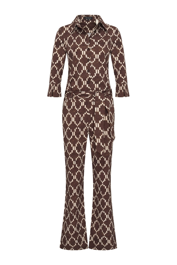 Mi Piace traveljumpsuit 202154 espresso ikat print