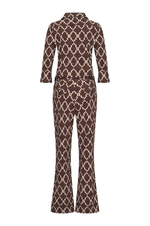 Mi Piace traveljumpsuit 202154 espresso ikat print