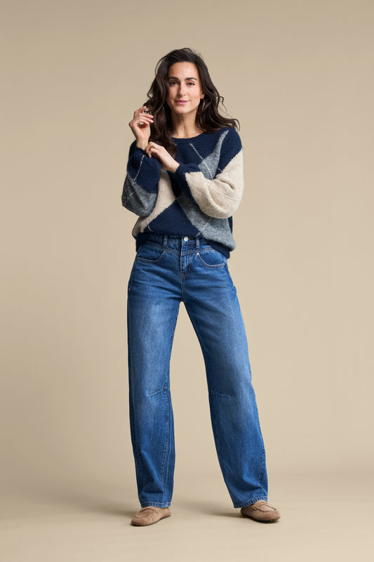 Red Button trui Argyle indigo
