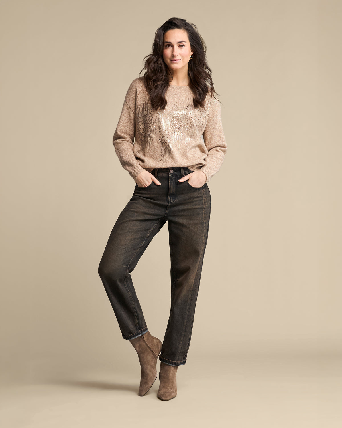 Red Button jeans Caitline side patch denim overdye  brown black L31