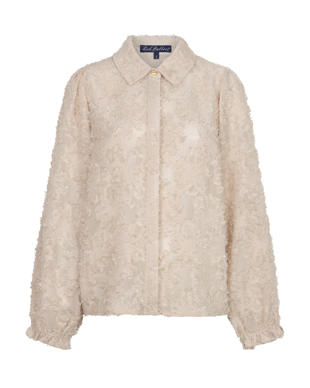 Red Button blouse Fringes stone