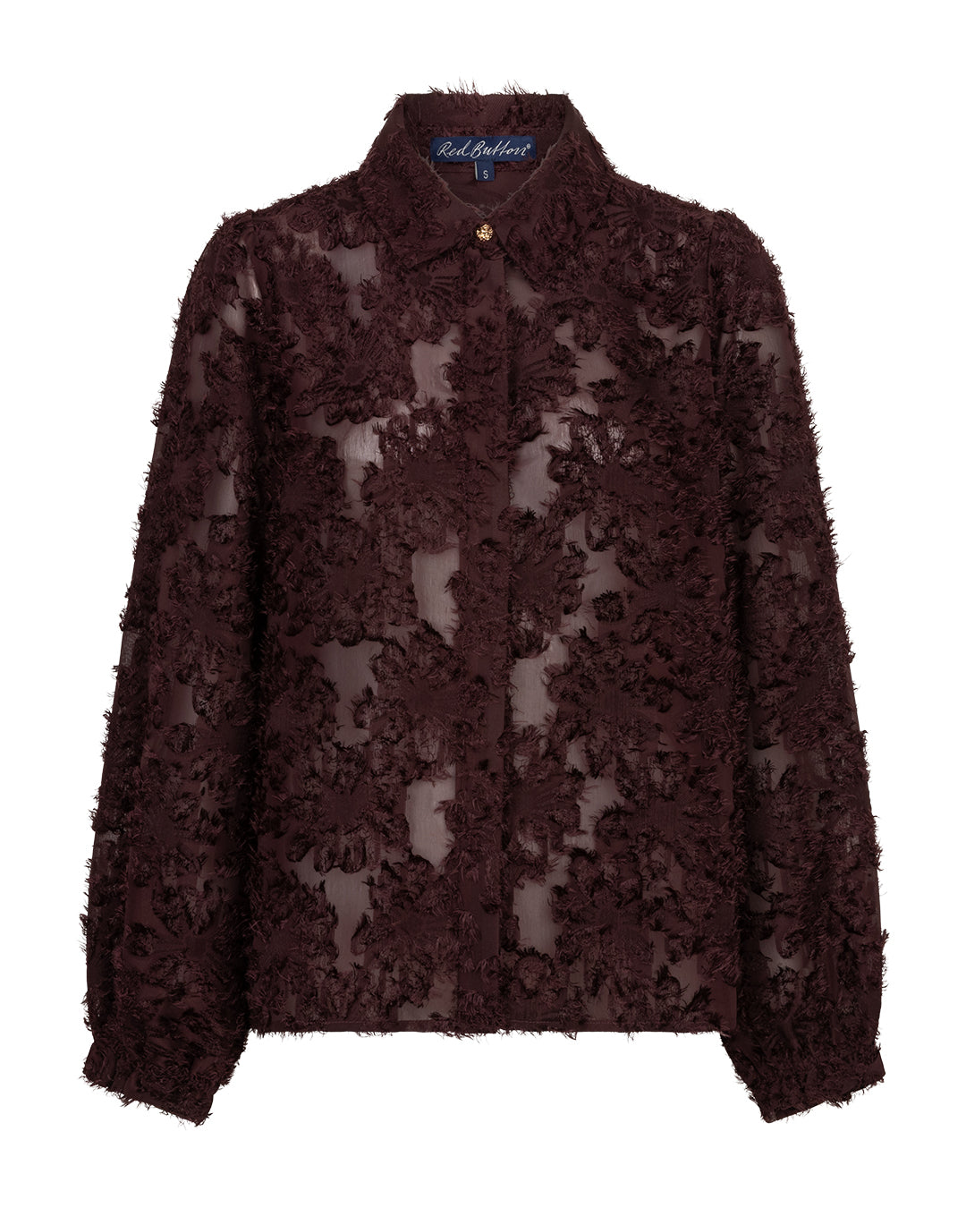 Red Button blouse Fringes burgundy