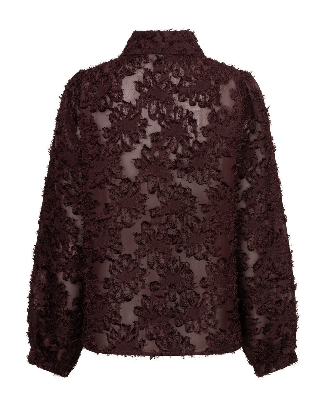 Red Button blouse Fringes burgundy