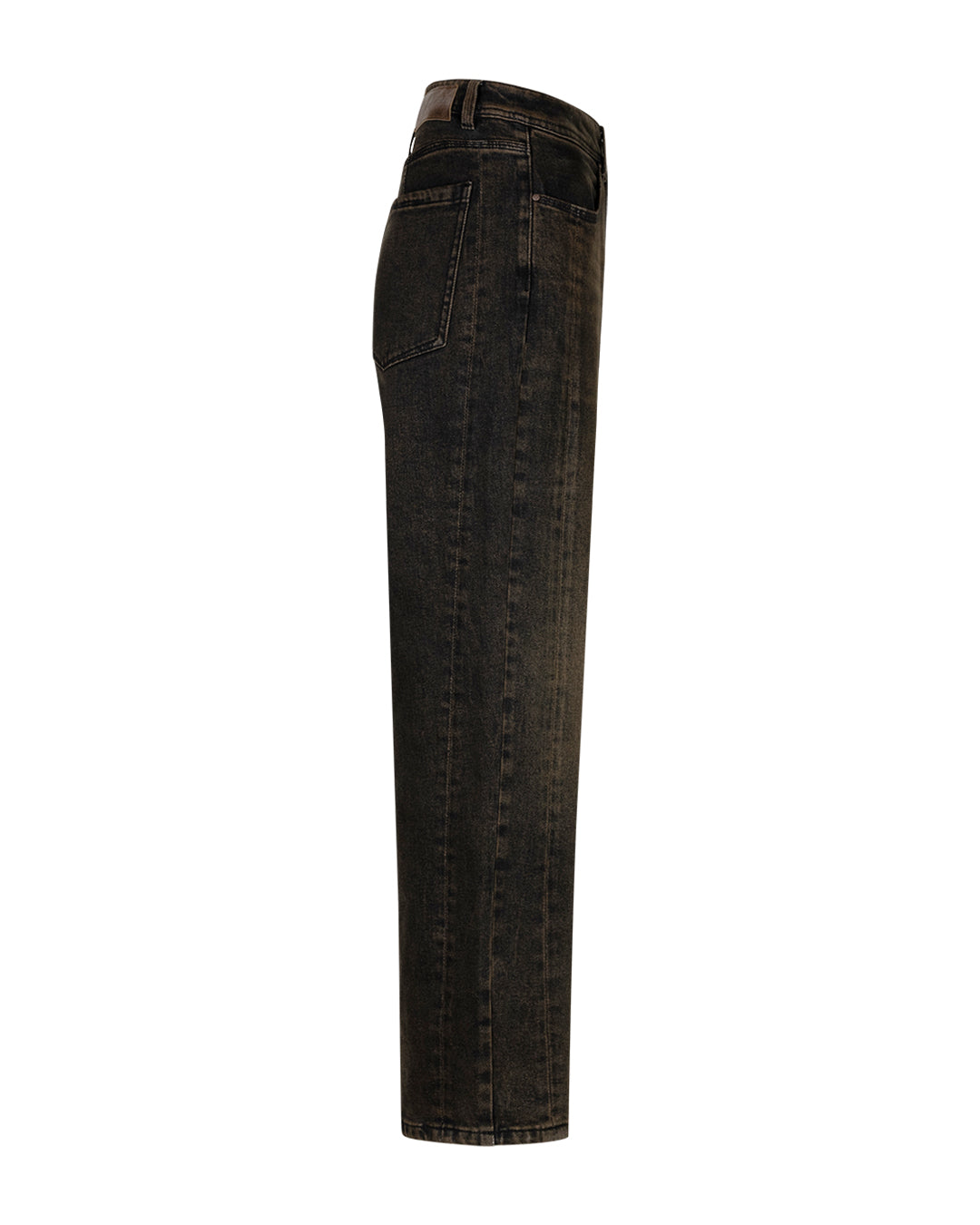 Red Button jeans Caitline, donkere overdyed denim zijaanzicht met rechte pijpen