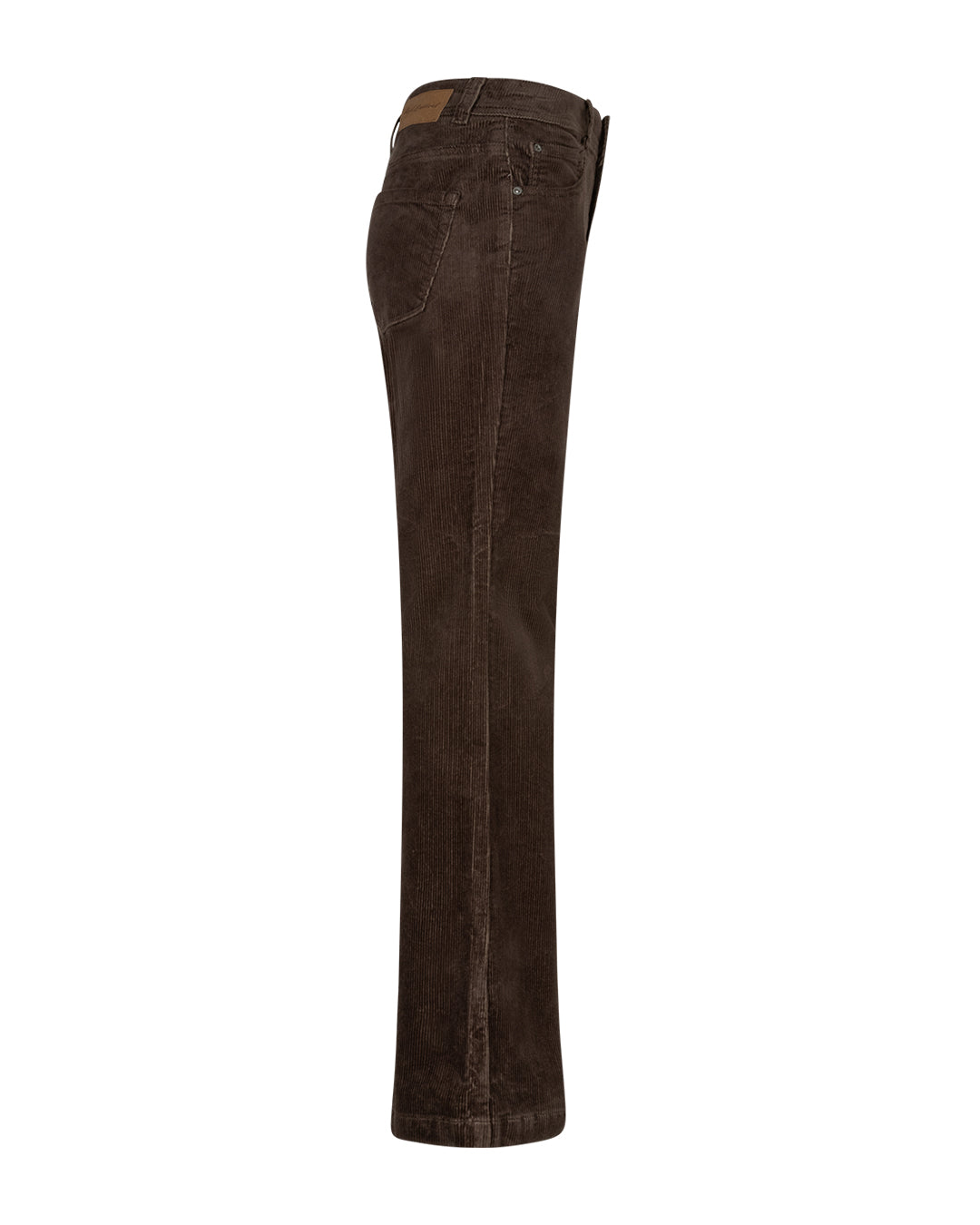 Bruine corduroy broek, zijkant met naad en riemlussen, wijde pijpen