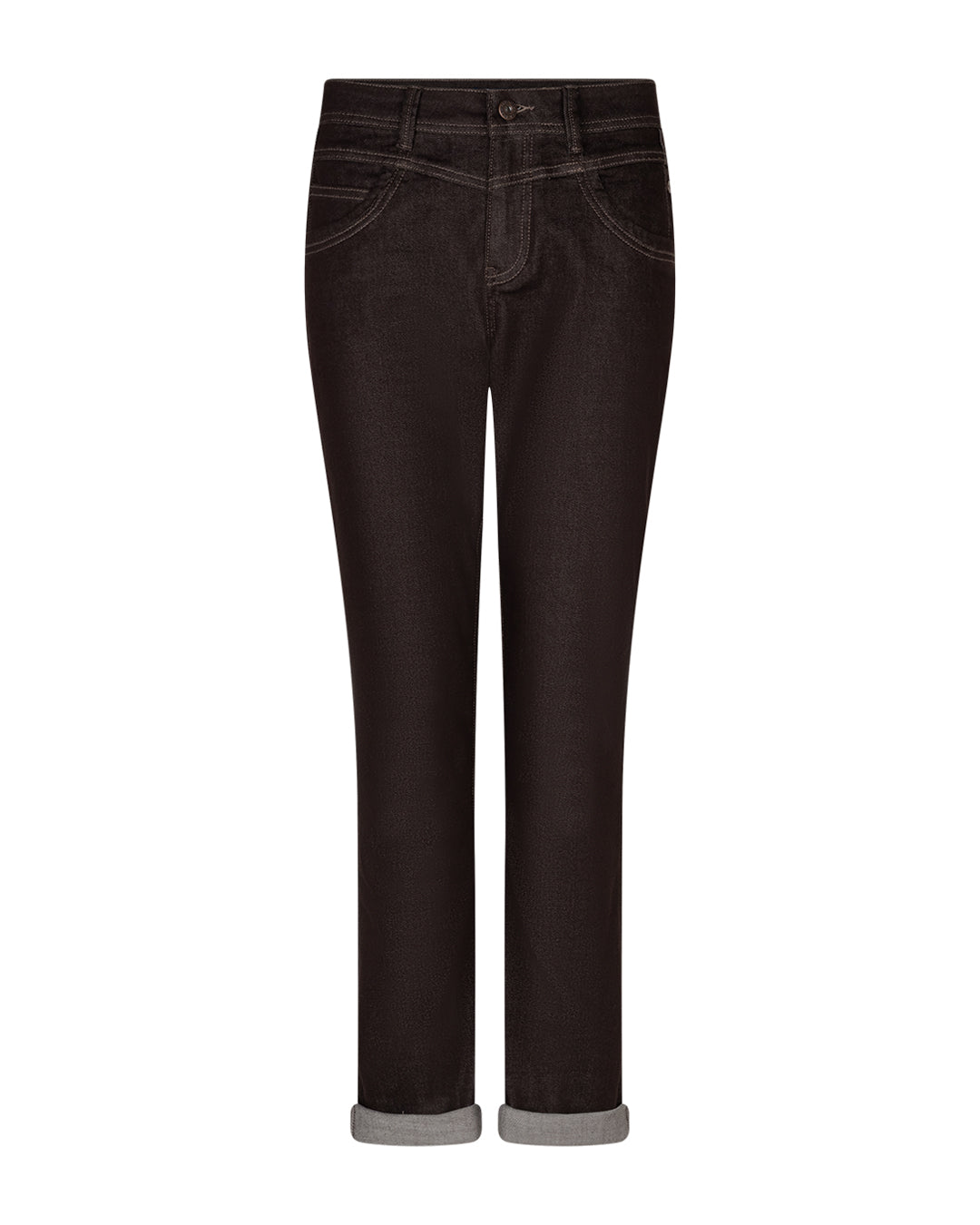 Donkere Relax jeans met knoop- en ritssluiting, 5 zakken en rechte pijpen