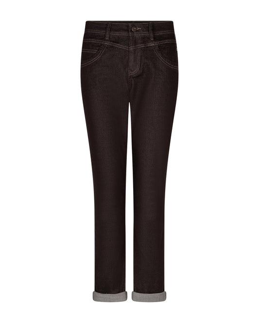 Donkere Relax jeans met knoop- en ritssluiting, 5 zakken en rechte pijpen