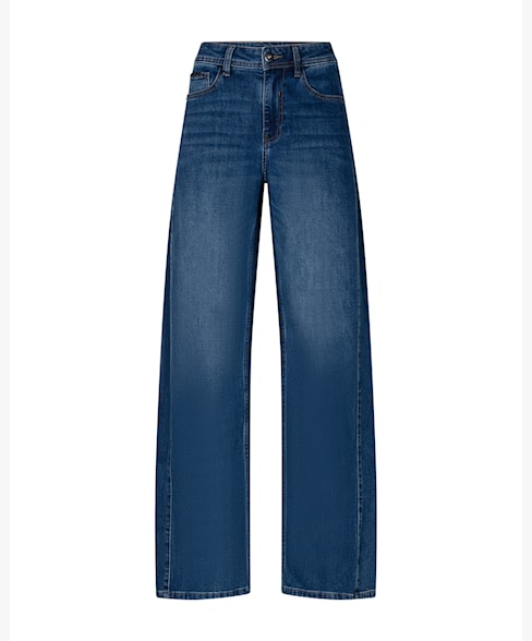 Red Button Claudette-jeans in donkerblauw denim met wijde, rechte pijpen en schuine naden