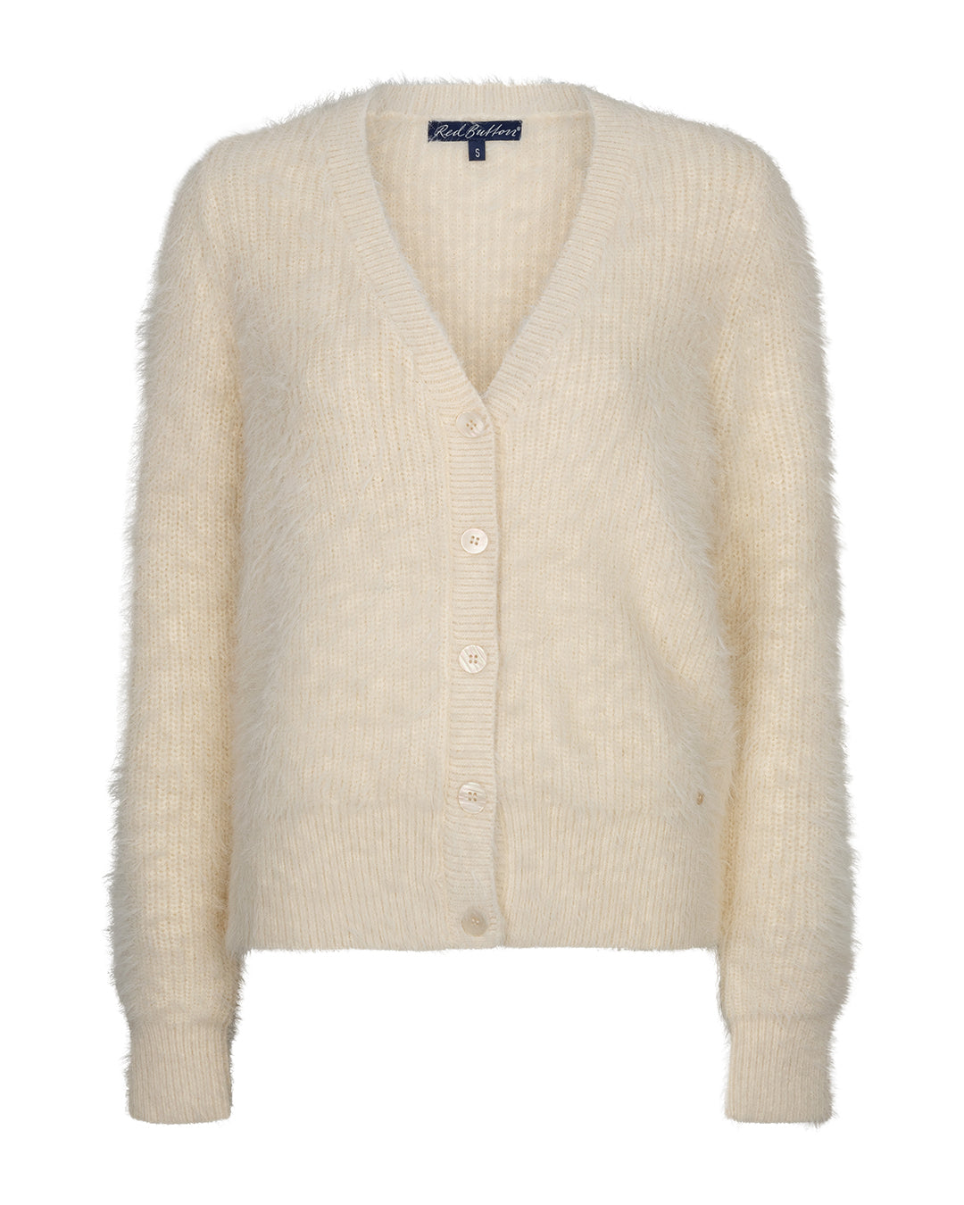 Red Button vest Fuzzy cream