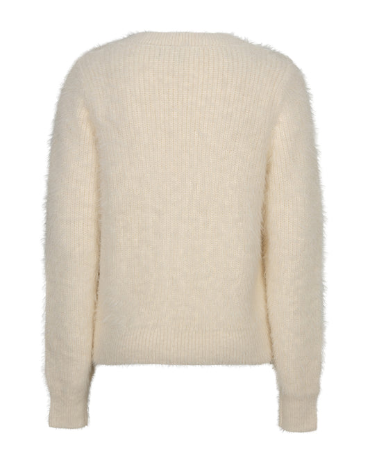 Red Button vest Fuzzy cream