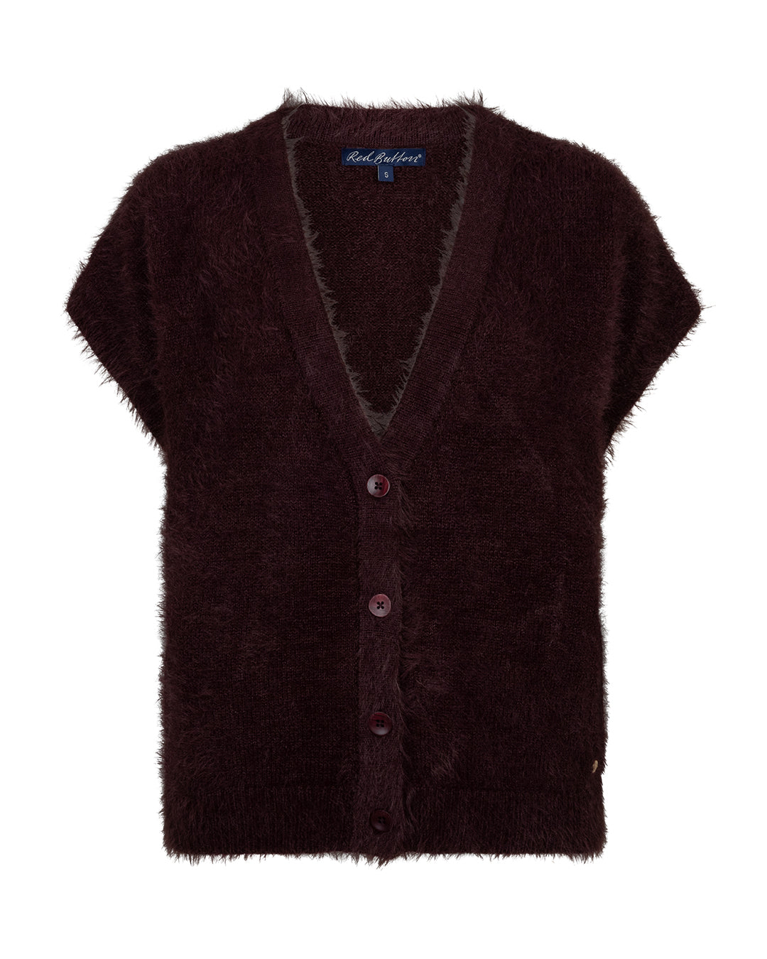 Red Button gilet Sleeveless Fuzzy burgundy