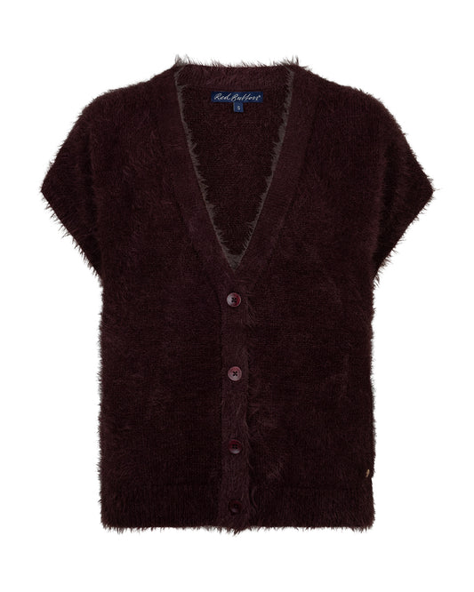 Red Button gilet Sleeveless Fuzzy burgundy
