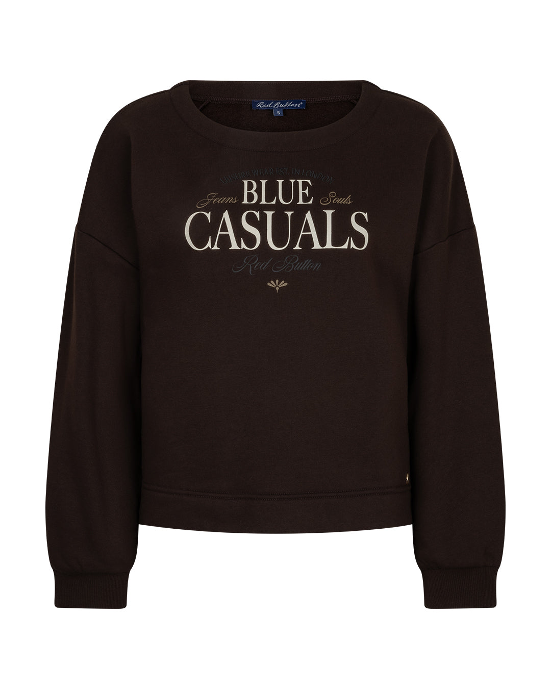 Red Button sweater Terry chestprint espresso