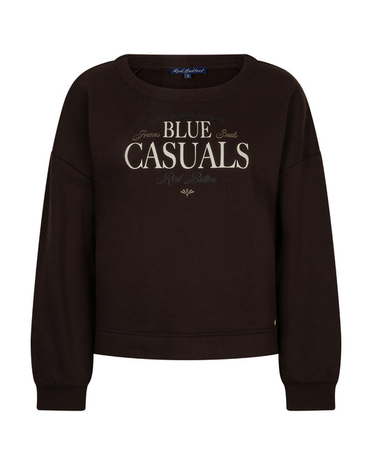 Red Button sweater Terry chestprint espresso