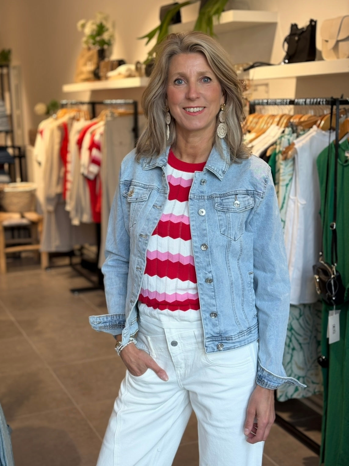 Jeansjack met stretch in lichte washing