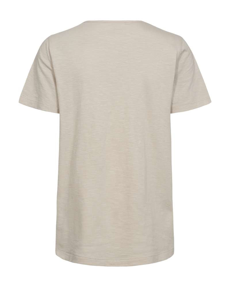Freequent T-shirt lichtbeige met ronde hals achterzijde en korte mouwen