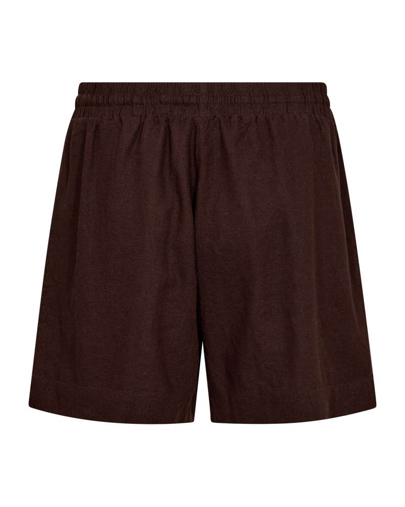 Donkere bruine short met elastische tailleband en rechte pijpen